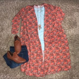 LuLaRoe Floral Sarah Duster Cardigan (Size L)
